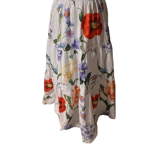 Maeve by Anthropologie Somerset Maxi Floral Dress White Cotton Lined Size M - Picture 12 of 16